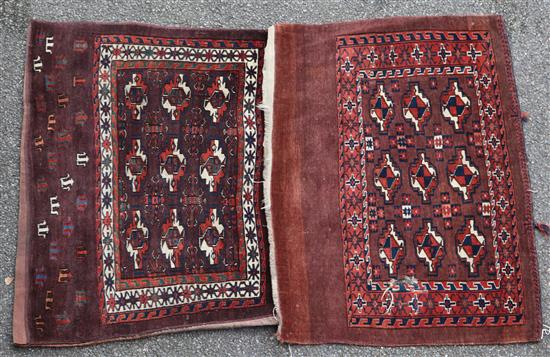 An early 20th century Bokhara saddle bag & 1 other similar mat.